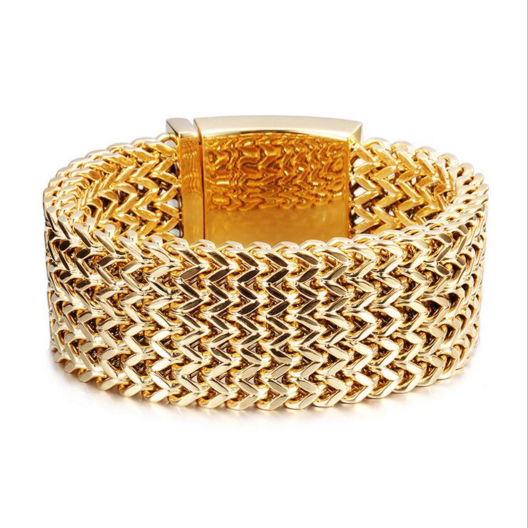 30MM Heavy Punk Men Women Fashion Bike Chain Bracelet Jewelry Hiphop Gold SIlver Black boys 316L Titanium Stainless Steel Biker Mesh Bracelets Men