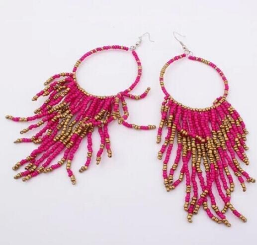 Vintage Bohemia Handmade Beaded Earrings Multilayer Tassels Bead Long Dangle Earrings Fashion Femal Jewelry Gift for Women Fashion