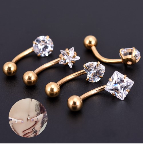 

Auniquestyle New Anti Allergy Lounger Titanium Earrings Ear Nail Belly Button Rings Navel Piercing Star Heart Round Crystal Jewelry