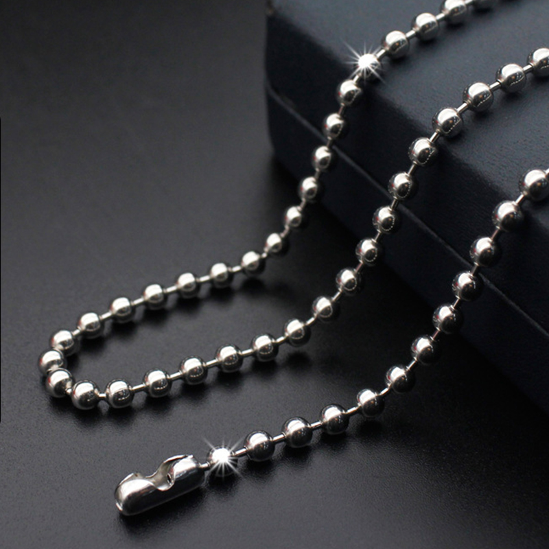 316L Stainless Steel Bead Ball Chains Link Necklace Jewelry High Quality Accessories Lobster Clasps Chain Jewelry 18inch-35inch