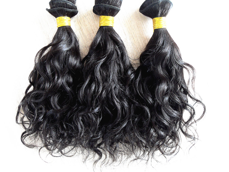 Fashion Brazilian Human Virgin Remy Hair Natural Wave Hair Weft Human Soft Double Drawn Hair Extensions Unprocessed Natural Black Color