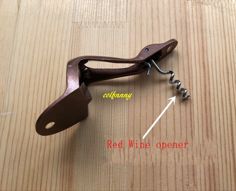 5pcs/lot Free shipping 2 in 1 Retro Metal Wall Mount Red Wine Bottle opener + beer bottle openers with screws Bar tools
