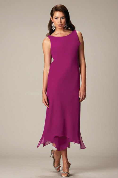 New Arrival Plus Size Mother Of The Bride Dresses With Jacket Chiffon Jewel Neck Tea Length Mother of The Groom Dress Evening Gowns