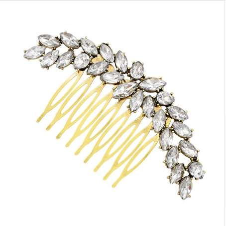 Baroque Style Greece Bridal Leaf Hair Combs Silver Gold Metal Headpiece Wedding Party Crystal Hair Pins Accessories Hair Jewelry