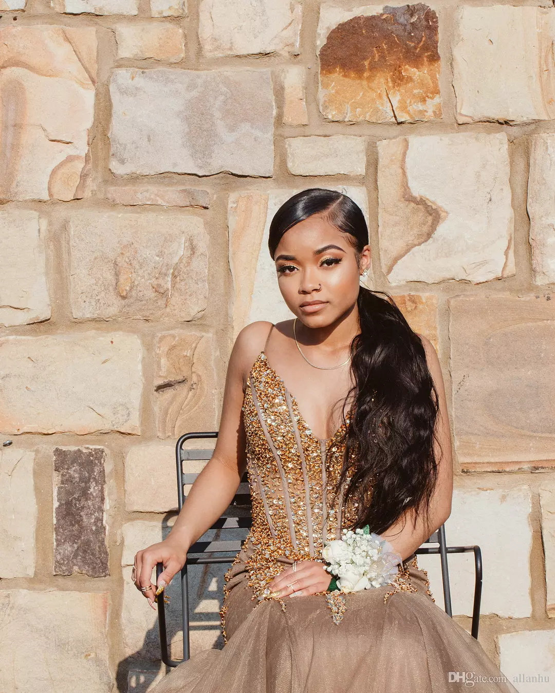 Brown African Black Girls Evening Dresses Spaghetti Straps Floor Length Beadings Crystals Prom Dress Evening Gowns Party Wear robe de soiree