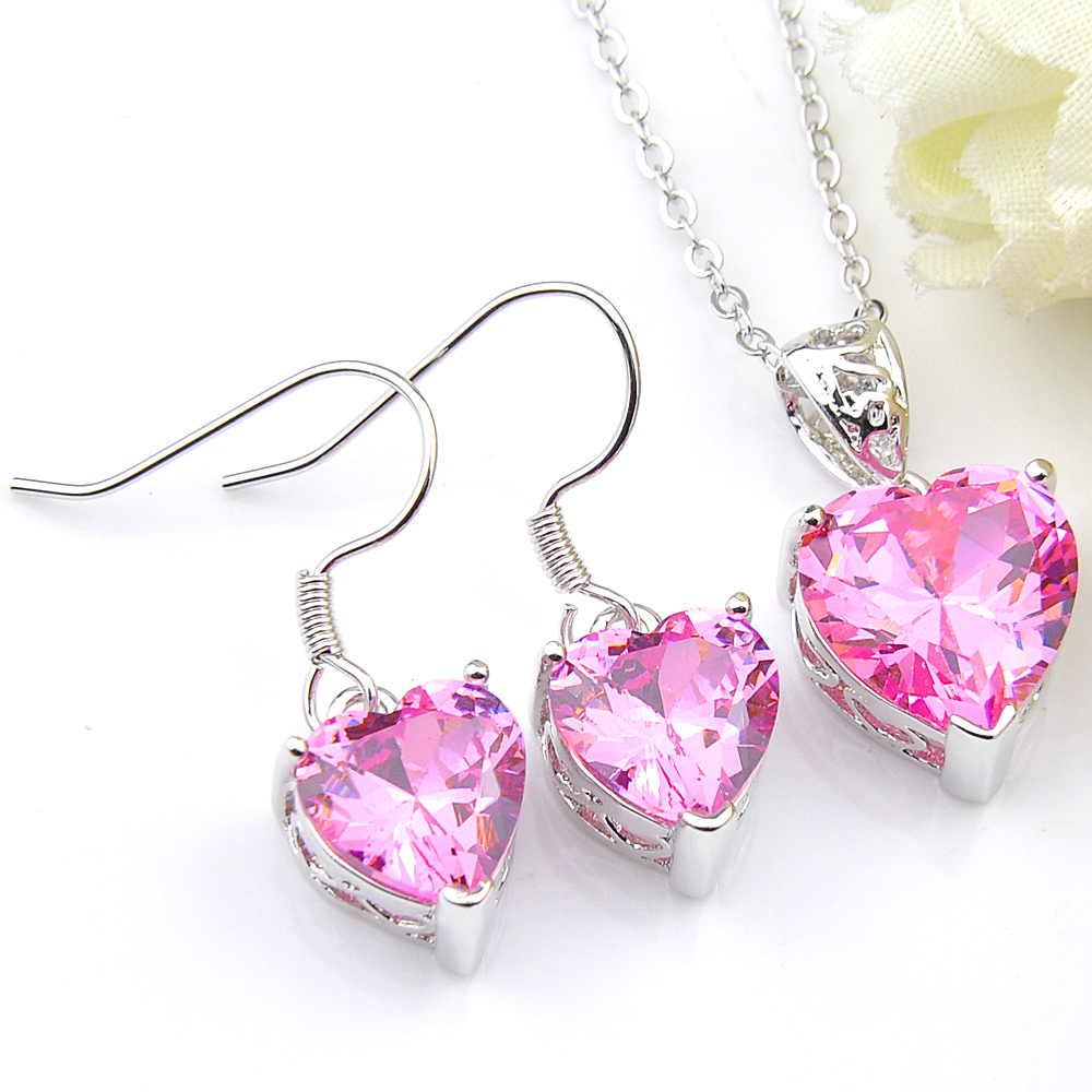 Luckyshine 925 Silver Jewelry Sets for Women Heart Pink Kunzite Gems Necklaces Pendant Earrings Wedding Sets With Chain
Luckyshine 925 Silver Jewelry Sets for Women Heart Pink Kunzite Gems Necklaces Pendant Earrings Wedding Sets With Chain