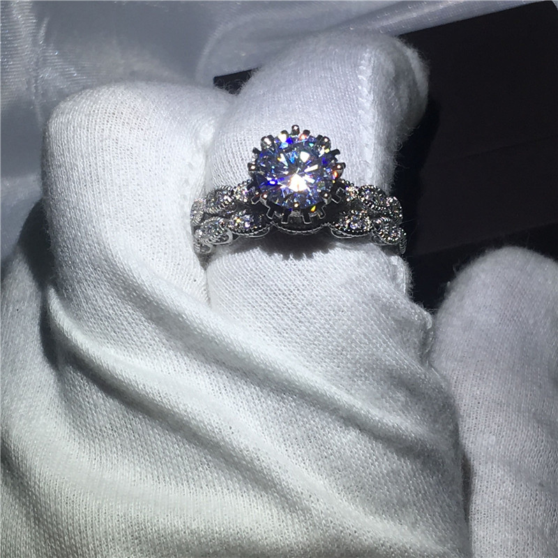 Fashion Jewelry Engagement Wedding Band Ring Set for women 3ct 5A zircon cz 925 sterling silver 2-in-1 Female Party ring