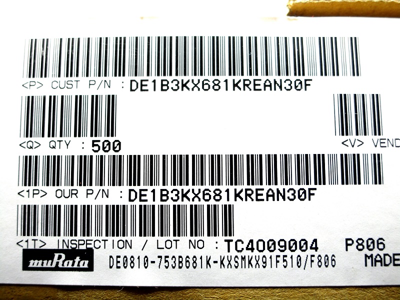 Japan MURATA Safety Ceramic Y Capacitor X1Y1 250V681k 680PF Pitch 10