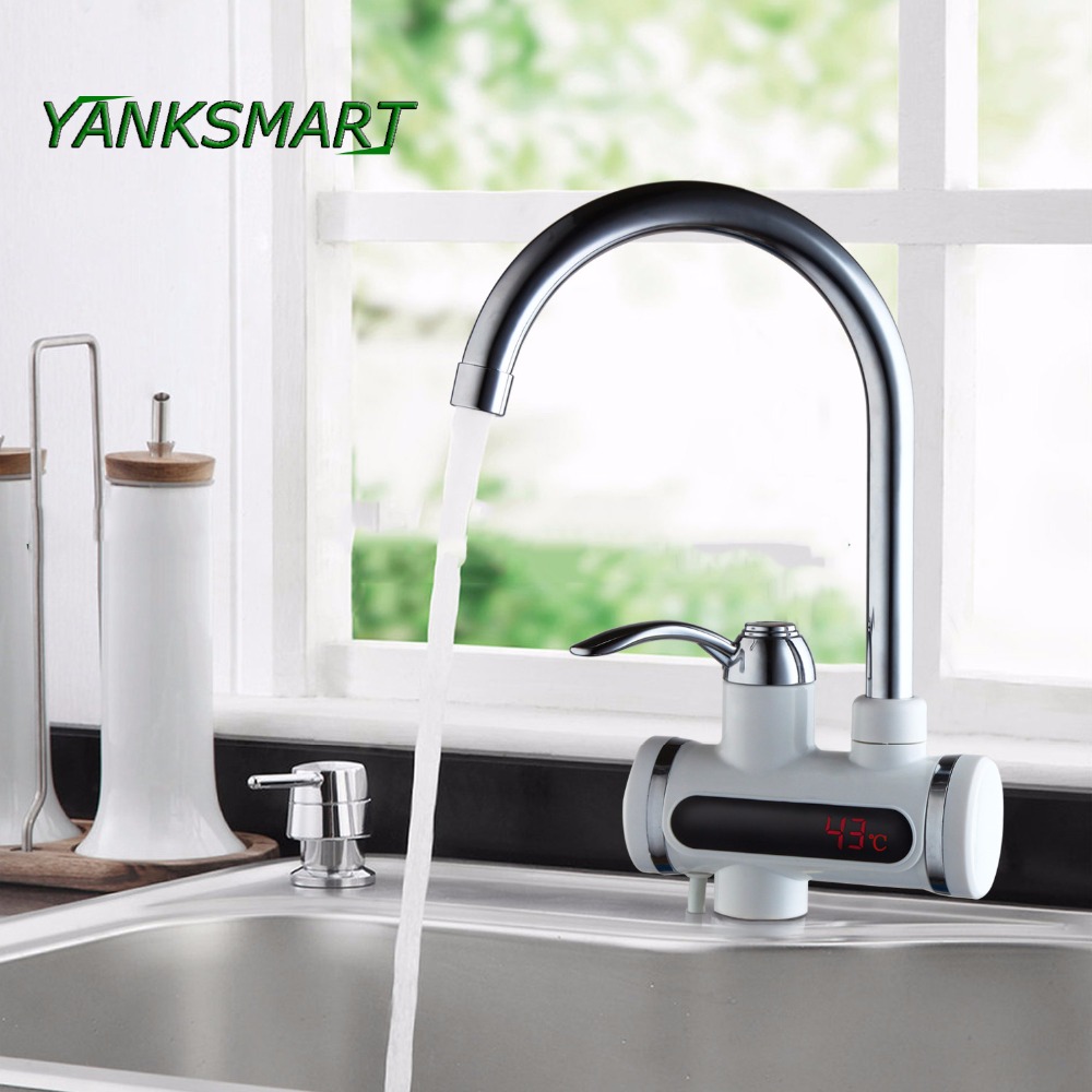 YANKSMART RU Instant Tankless Water Heater Electric Water Faucet Instantaneous LED EU Plug