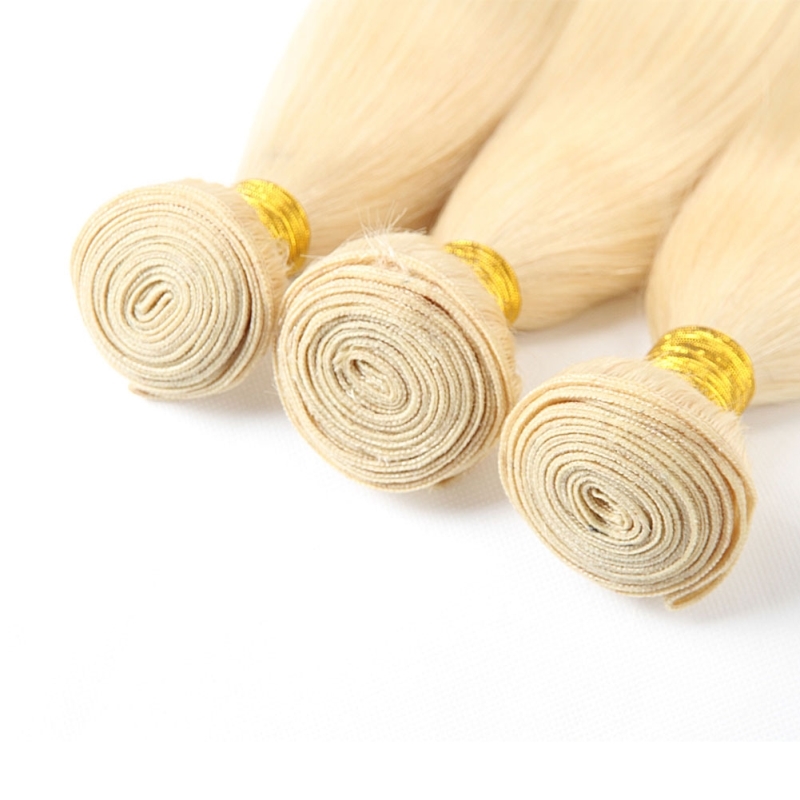 Malaysian Human Extensions 4 Pieces/Lot Silky Virgin Extensions 613# Color Bundles Blonde Straight Hair Wefts