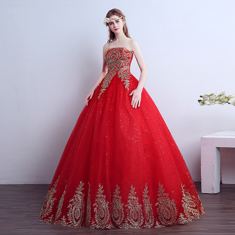 2018 Lace Red Wedding Dress Long Train Plus Size Vintage Ball Gown Robe De Mariee Vestido De Novia