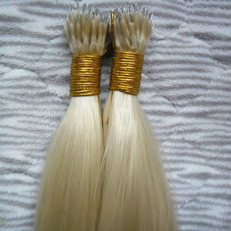 100s Remy Micro Beads Human Hair Extensions European 14 colors Peruvian Virgin Hair Black Brown Blonde Piano Nano Ring Hair 100g
