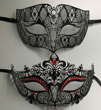 Metal Filigree Rhie Venetian Masquerade Couple Pair Ball Event Wedding Party Mask Lot Costume MEN WOMEN