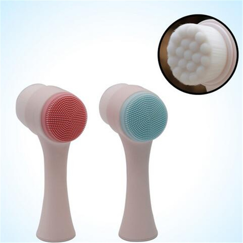 Double Sides Facial Cleansing Brush Portable Size Face Cleaning Tool Pore Massager Facial Beauty Brush Gezichtsreinigingsborstel Cepillo WholesaleDe L