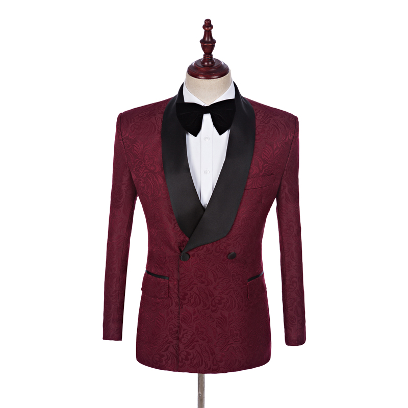 Wine Paisley Groom Tuxedos Double-Breasted Side Vent Men Wedding Blazer Men Dinner Prom Business Suit Customize(Jacket+Pants+Tie) 1160
