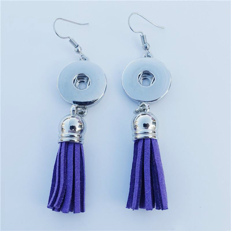 2018 hot sales girls woman Noosa Chunks Metal Ginger 18mm Snap Buttons Tassel Earrings Women Jewelry 12pairs/lot Mix Colors