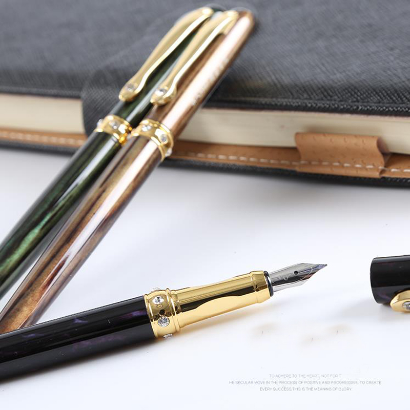 2017 New HIGH QUALITY Metal color practise calligraphy Fountain pen Student School Office Supplies Stationery pens 03821