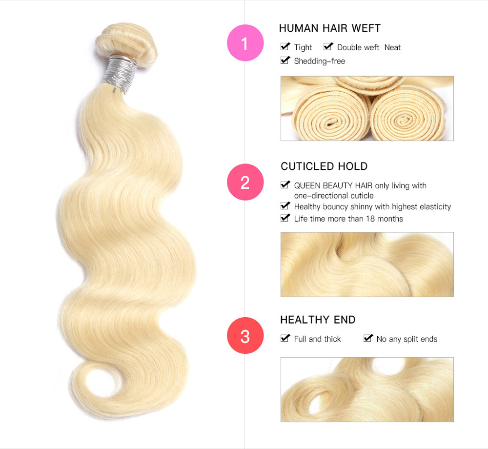 Evermagic 1/3/4 Pcs Lot 613# Blonde Hair Brazilian Body Wave Remy Hair Weft Human Hair Weave Bundles 8-30inch