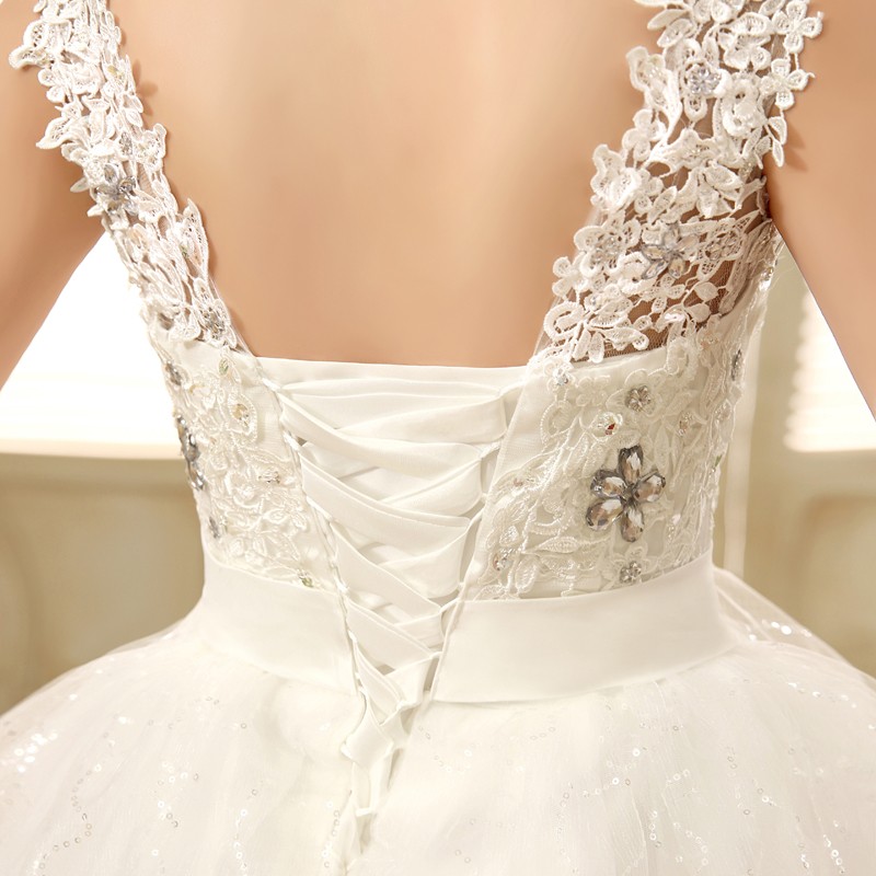 2018 Korean Style Sexy V Neck Lace Wedding Dress Wholesale Cheap Fashion Women Summer Dresses Retail Custom vestido de noiva