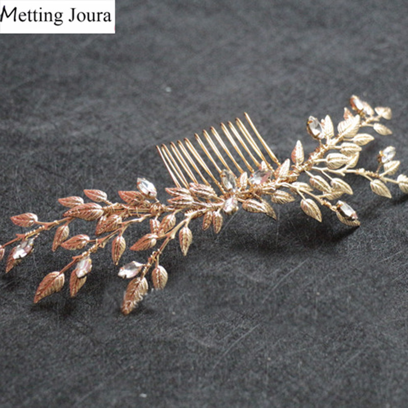 Metting Joura Bridal Wedding Gold Metal Leaf Hair Comb Bride Handmade Hair Accessories 
Metting Joura Bridal Wedding Gold Metal Leaf Hair Comb Bride Handmade Hair Accessories