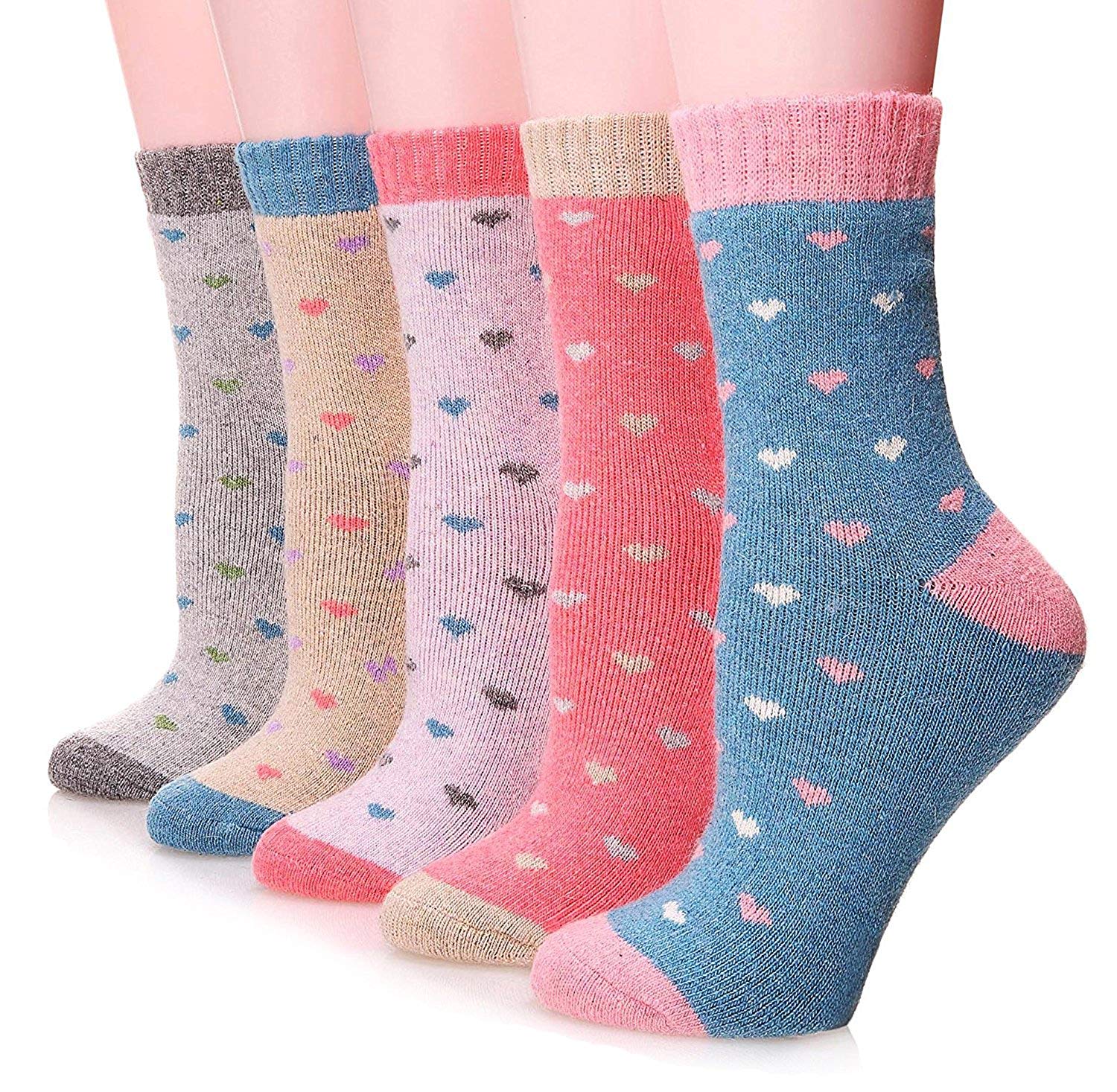 5 Pack Womens Wool Socks Thick Heavy Thermal Winter Warm Fuzzy Soft Casual Cute Crew Socks For Cold Weather, Multi
5 Pack Womens Wool Socks Thick Heavy Thermal Winter Warm Fuzzy Soft Casual Cute Crew Socks For Cold Weather, Multi