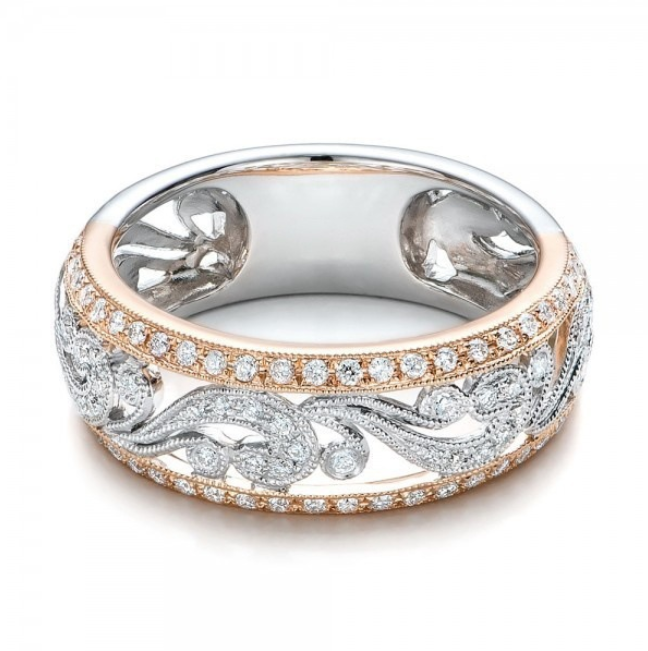 Victoria Wieck New Arrival Luxury Jewelry 925 Sterling Silver&Rose Gold Fill Classical Hollow Flower Ring Pave White Topaz Wedding Band Ring