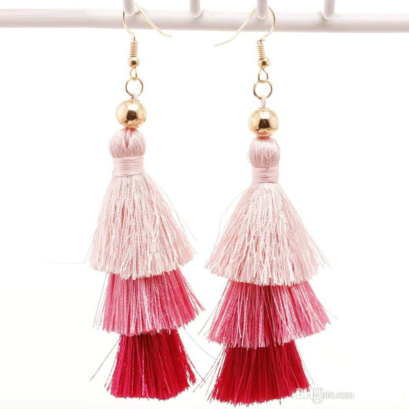 New Fashion Women Dangle Earrings Bohemia Long Tassel Earrings Exaggerated Multicolor Jewelry 8 Colors