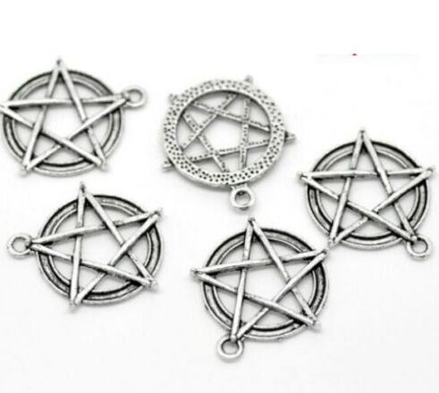 100Pcs alloy Pentagram Pentacle Star Charms Antique silver Charms Pendant For necklace Jewelry Making findings 31x28mm, Bronze;silver
100Pcs alloy Pentagram Pentacle Star Charms Antique silver Charms Pendant For necklace Jewelry Making findings 31x28mm, Bronze;silver