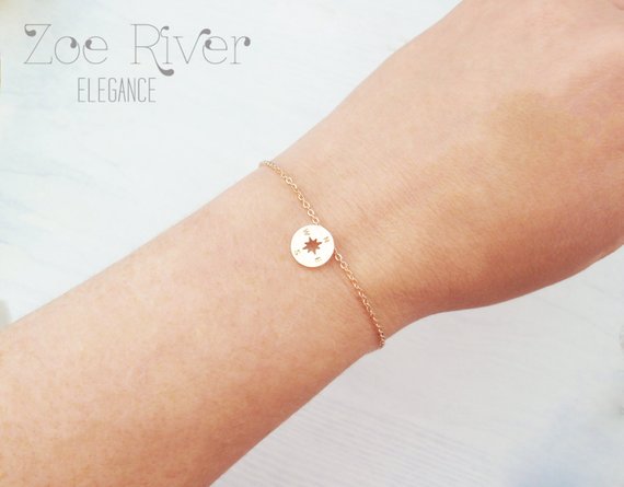 30PCS Tiny Small Compass Bracelets Simple North South Bracelets Coin Disc Circle Round Disk Direction Bracelets
