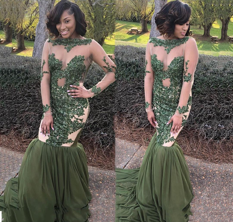 Black Girls Mermaid Prom Dresses 2018 Sexy See Through Long Sleeves Lace Appliques Illusion Long Evening Gowns African Party Wear, Same as picture
Black Girls Mermaid Prom Dresses 2018 Sexy See Through Long Sleeves Lace Appliques Illusion Long Evening Gowns African Party Wear, Same as picture