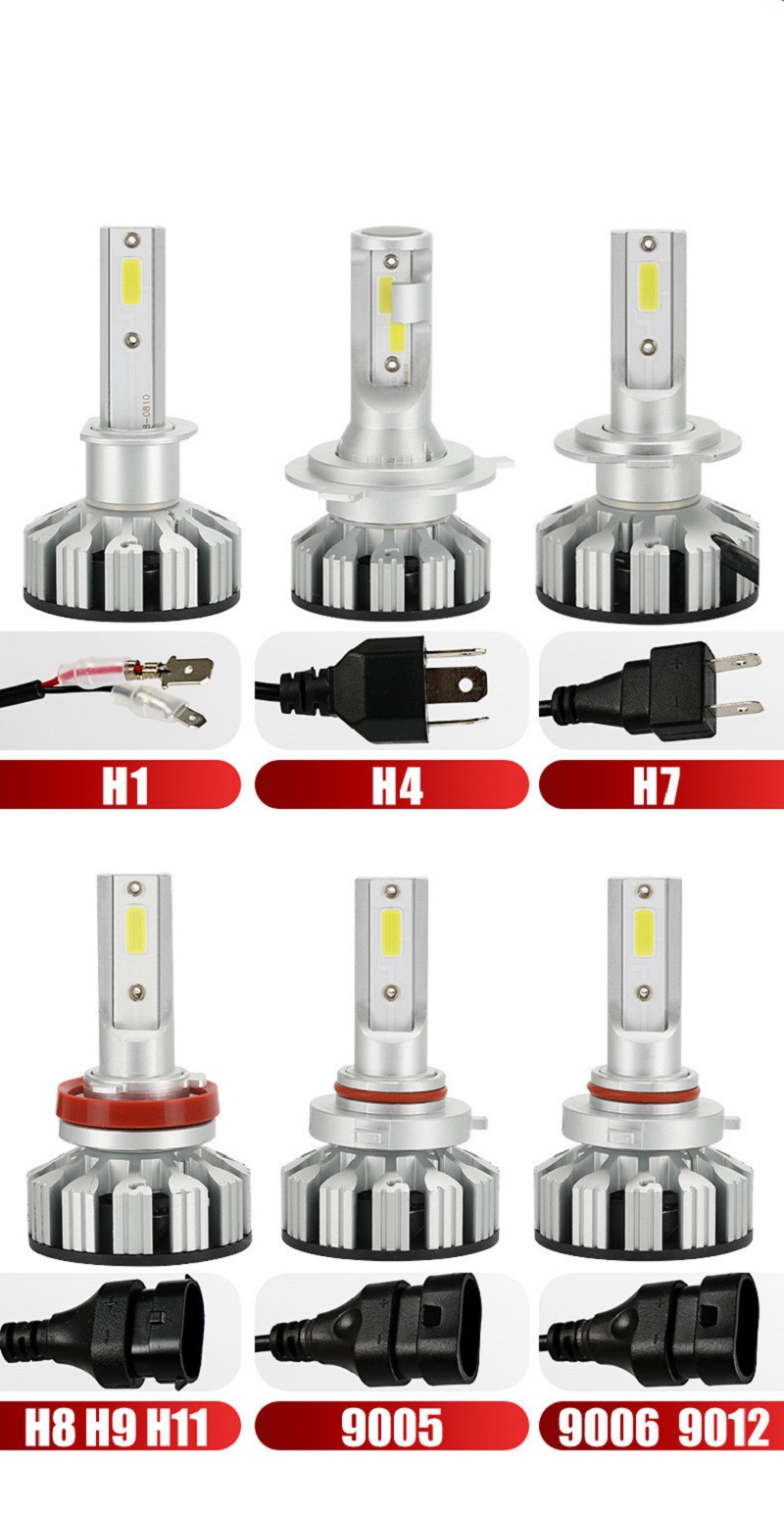 PAMPSEE New Upgrade Mini Canbus H4 H7 Car LED Headlight Kit 50W 10000LM/Set H1 H11 9005 9006 6000K Bulbs Car Accessories