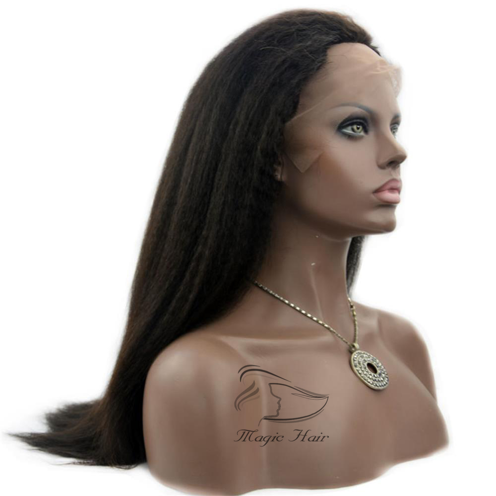 Full Lace Human Hair Wigs 8A Virgin Peruvian Hair kinky Straight Lace Front Wigs For Black Women Baby Hair Freeship