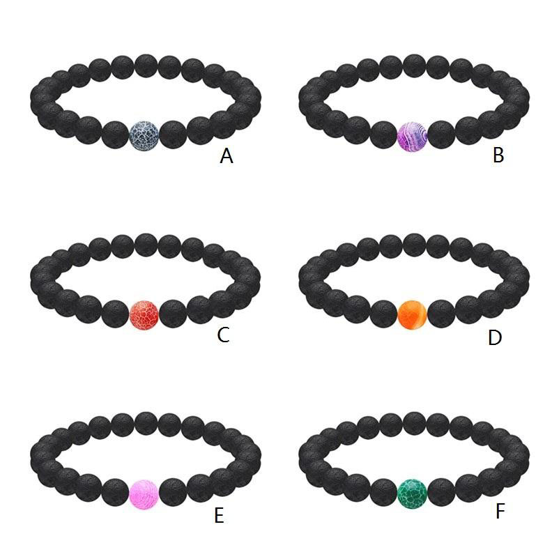 6 colors Weathered Agate Natural Black Lava Stone Beads Elastic Bracelet Essential Oil Diffuser Bracelet Volcanic Rock Beaded Hand Strings