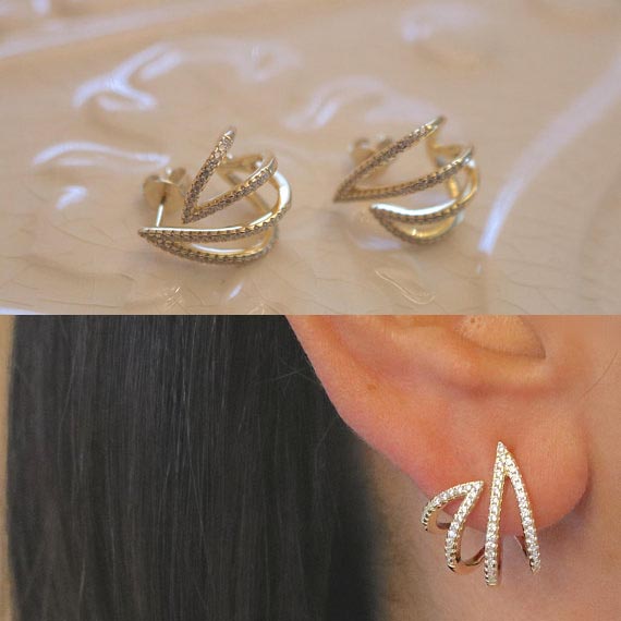 fashion bud flower stud earriing arround ear new design gorgeous elegance women gift studs fashion jewelry