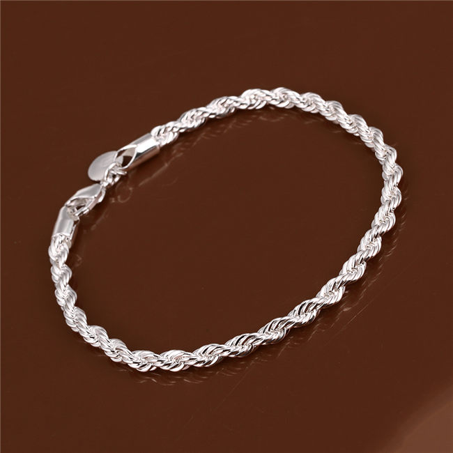 Flicker rope hand chain sterling silver plated bracelet ;Hot sale men and women 925 silver bracelet SPB207