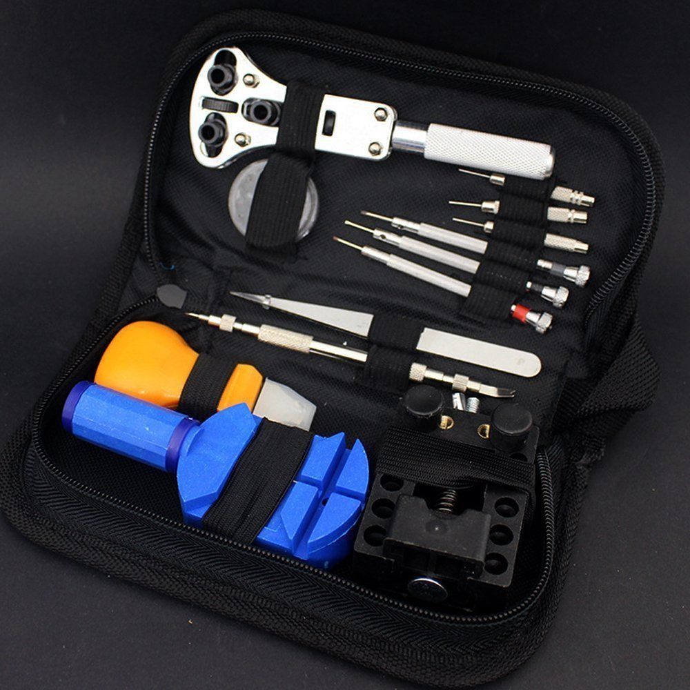 380Pcs Watch Repair Tool Kit Watchmaker Back Case Opener Remover Spring Pin Bars