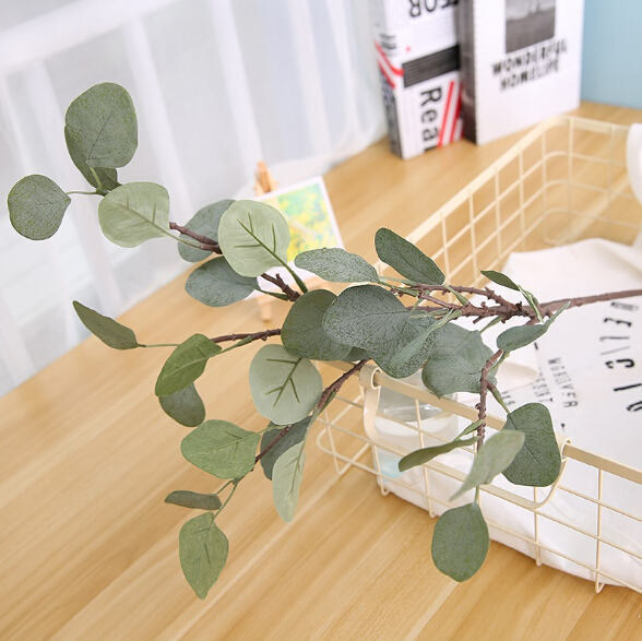 Green Artificial Leaves Large Eucalyptus Leaf Plants Silk Artificial Greenery For Weddings Decoration Fake Eucalyptus 60cm