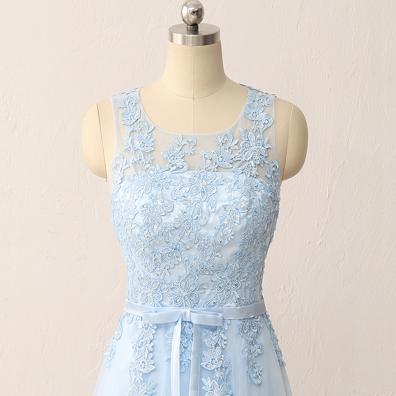 2018 New Sexy Long Lace Prom Dresses A Line Appliques Plus Size Floor-Length Formal Evening Homecoming Party Gown QC1144