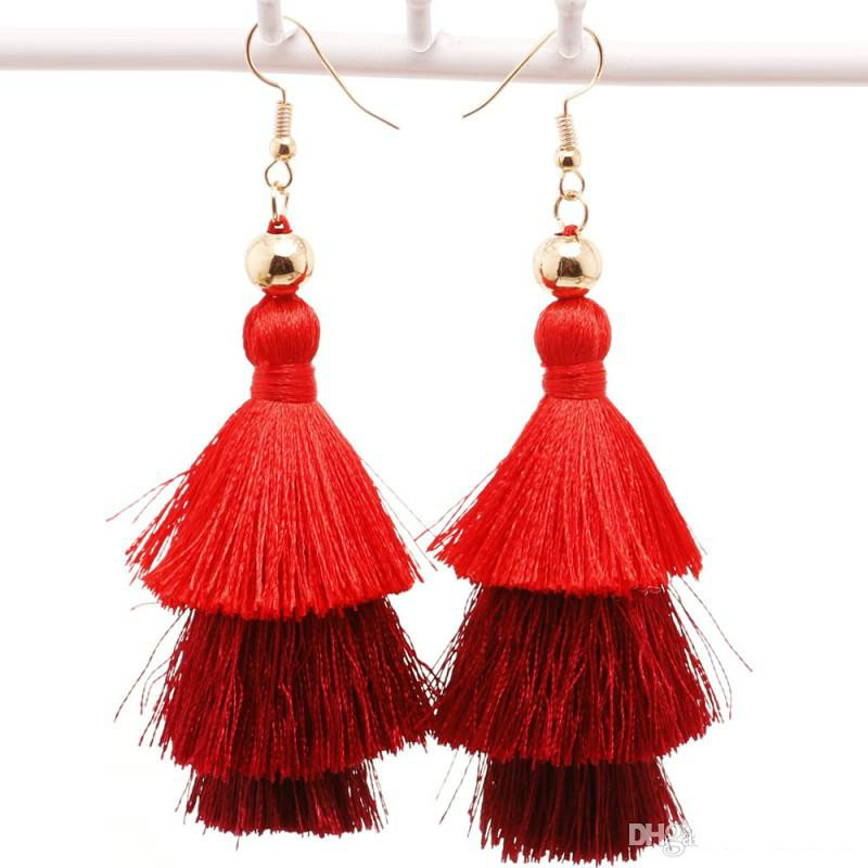New Fashion Women Dangle Earrings Bohemia Long Tassel Earrings Exaggerated Multicolor Jewelry 8 Colors