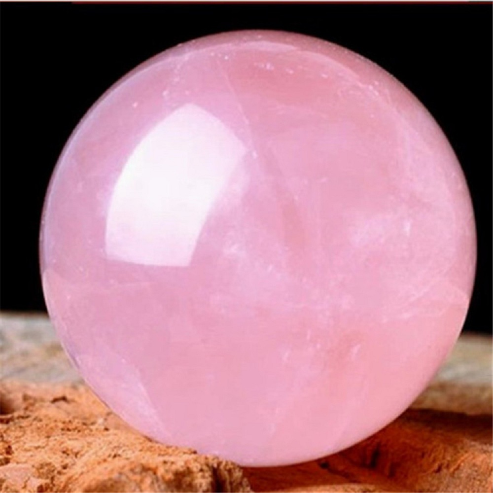 Rockcloud Healing Crystal Natural Pink Rose Quartz Gemstone Ball Divination Sphere decorative with Wood Stand Arts and Crafts3208061