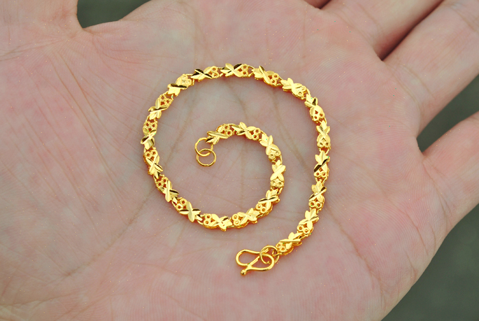 24k real gold plated gold color bracelet size 175CM fashion bangle for women jewelry whole