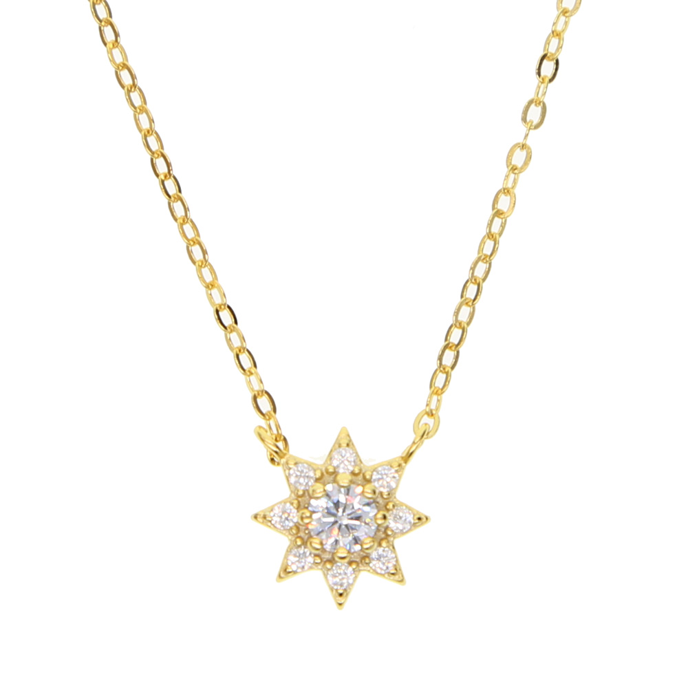 cz sun pendant necklace 100% 925 sterlilng silver material simple mini pendant lovely cute girl women collarbone necklaces jewelry