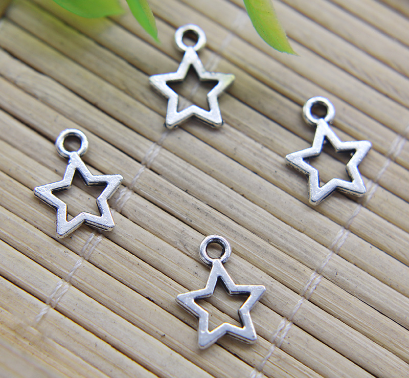 Whole 200pcs Small Star Alloy Charms Pendants Retro Jewelry Making DIY Keychain Ancient Silver Pendant For Bracelet Earrings 1