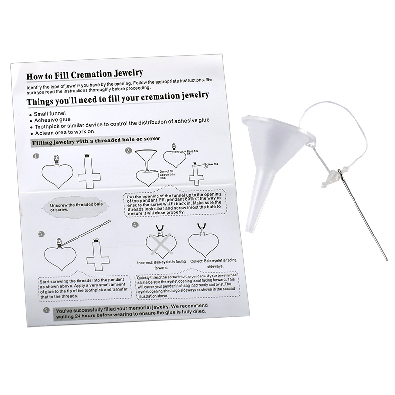 Wholesale or Retail Plastic Material Mini Funnel Fill Kits Cremation Jewelry Accessories Filling Kit with Specification for ash
Wholesale or Retail Plastic Material Mini Funnel Fill Kits Cremation Jewelry Accessories Filling Kit with Specification for ash