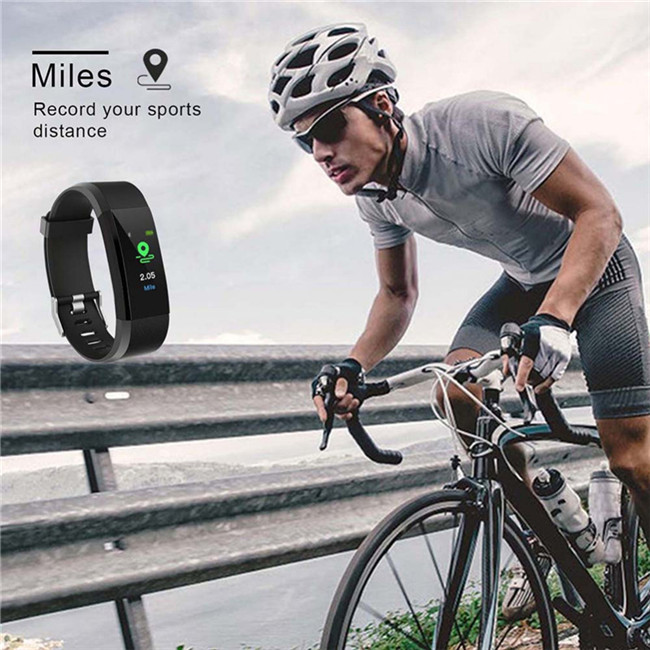 ID115 Plus LCD Screen Smart Bracelet Fitness Tracker Pedometer Watch Band Heart Rate Blood Pressure Monitor Smart Wristband Watch Colorful