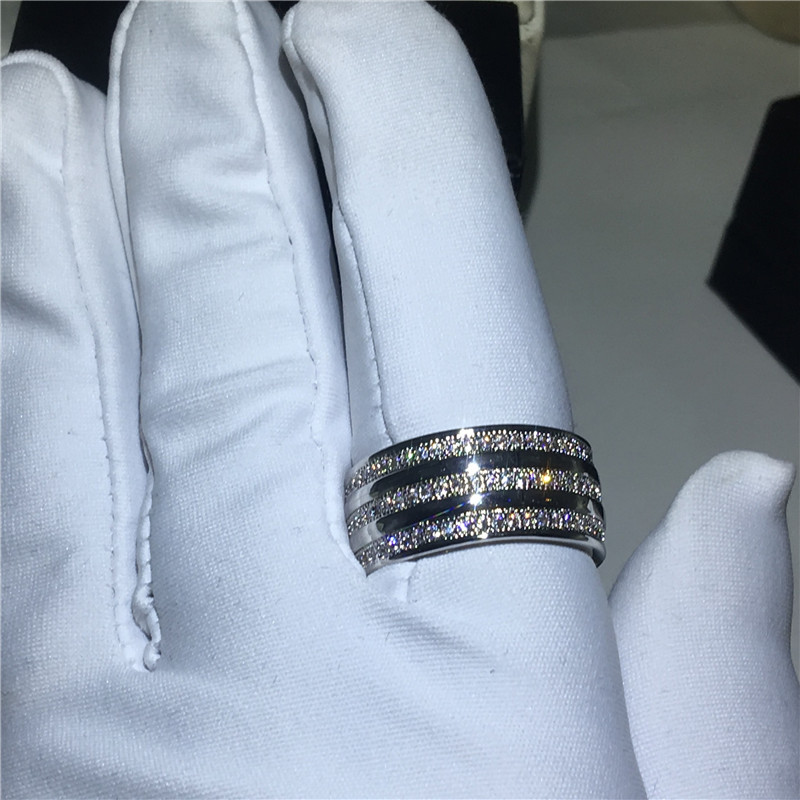 Fashion Lady ring 3 Rows 5A Cz Stone White Gold Filled Engagement wedding band ring for women Bridal Finger Jewelry
