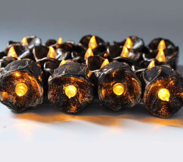 Party Decoration Halloween Black Flameless Candles Flash LED Battery Powered Light Candles