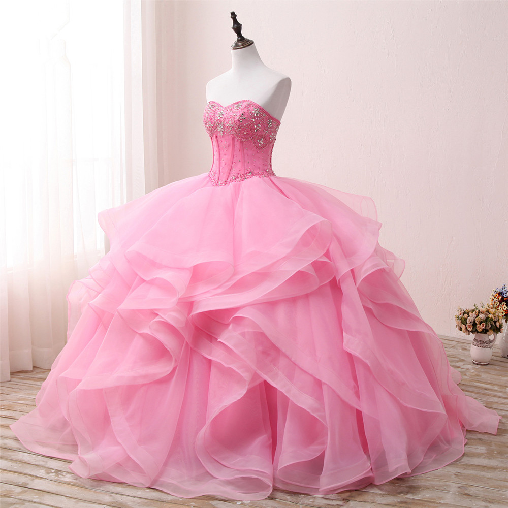 2018 New Arrived Real Photo Sexy Crystal Ball Gown Quinceanera Dress with Beading Sequin Sweet 16 Dress Vestido Debutante Gowns BQ125
