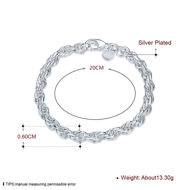 Round popcorn lady's 925 silver bracelet JSPB513; New arrival girl women sterling silver plated Chain link bracelets