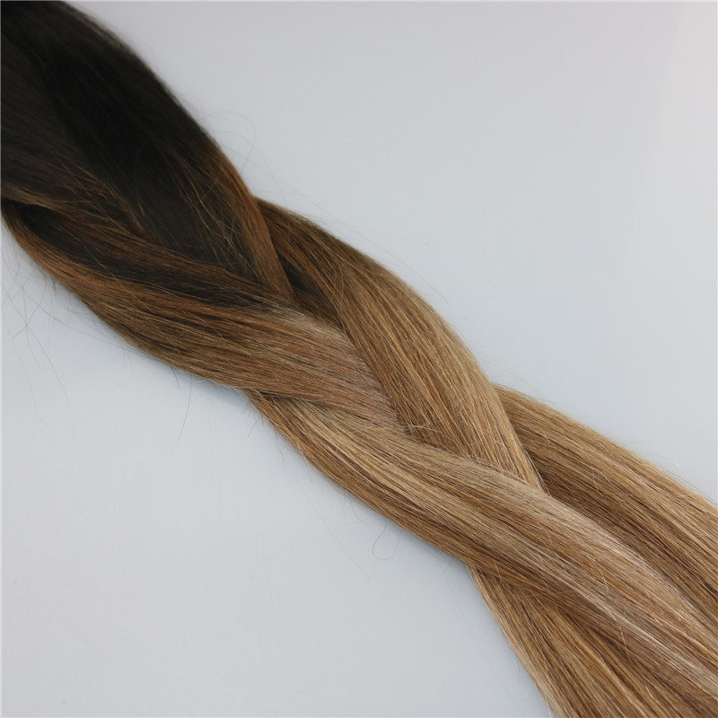 9A Grade Remy Clip in Omber Hair Extensions Balayage Dark brown fading to Ash blonde color Highlights Sew in Clip on Extensions 120g